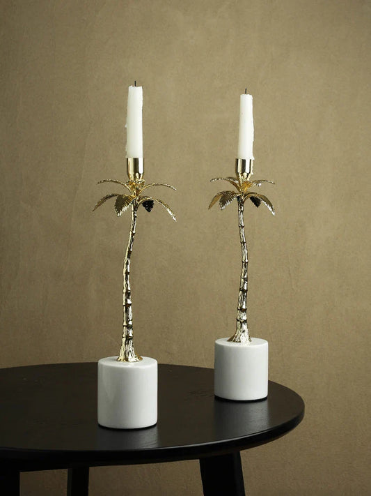 Decorbites™ Goldener Metallleuchter mit Volakos-Weißmarmorsockel für luxuriöse Einrichtung im Zuhause
