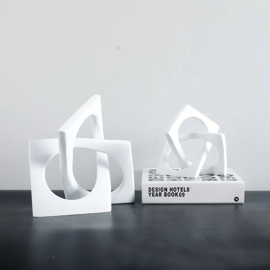 DecorBites™ Geometric Cross Square Ring Sculpture White - Home Decor Ornament