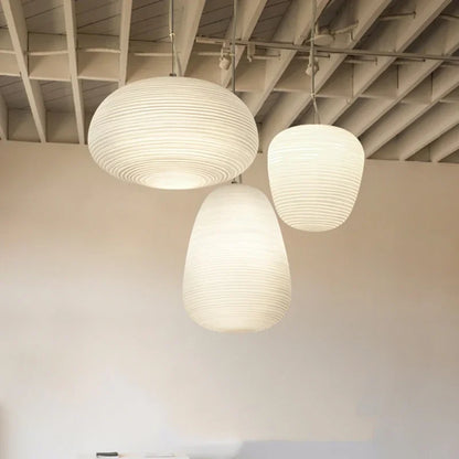 DecorBites™ Glass Whorls Cocoon Pendant Light: Milky White Kitchen Dining Hanging Lamp