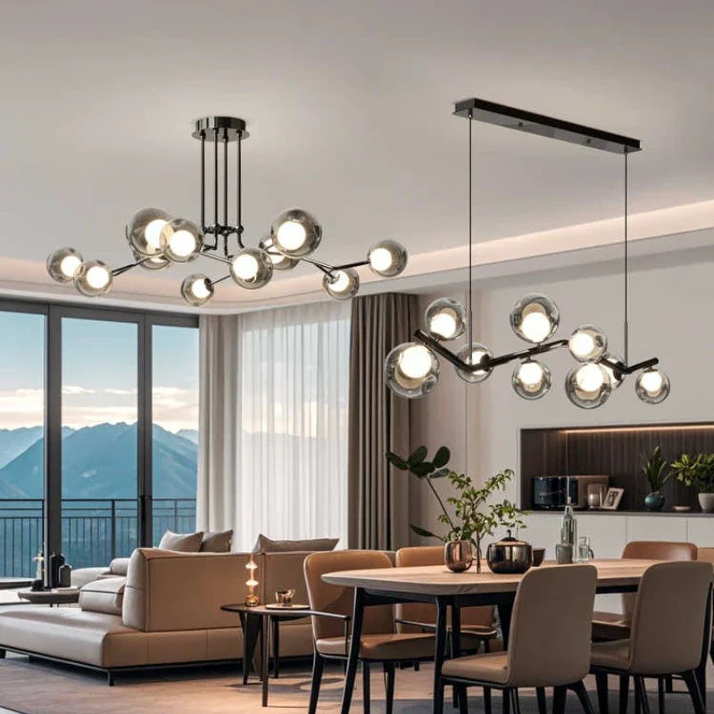 Decorbites™ Glasgloben Schwarz LED Hängelampe Kronleuchter – Nordischer Stil Esszimmer Dekoration