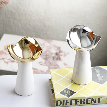 Decorbites™ Goldene Tablett-Dessertschüssel Obst-Snackteller Heimdekoration Aufbewahrungsbehälter