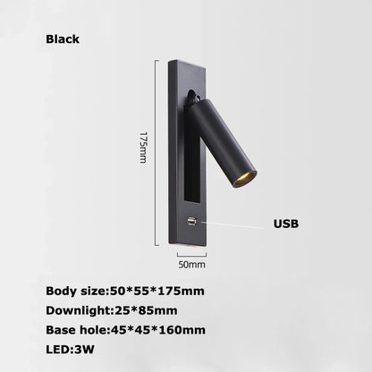Decorbites™ LED-Wandleuchte mit Schalter, USB-Anschluss, drehbar – Leselampe für das Schlafzimmer