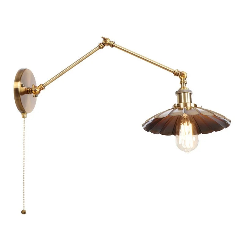 Gold Pull Chain Wall Lamp