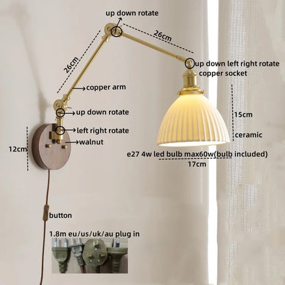 DecorBites™ LED Wall Lamps Pull Chain Switch Modern Stair Light Fixtures, Ceramic Copper