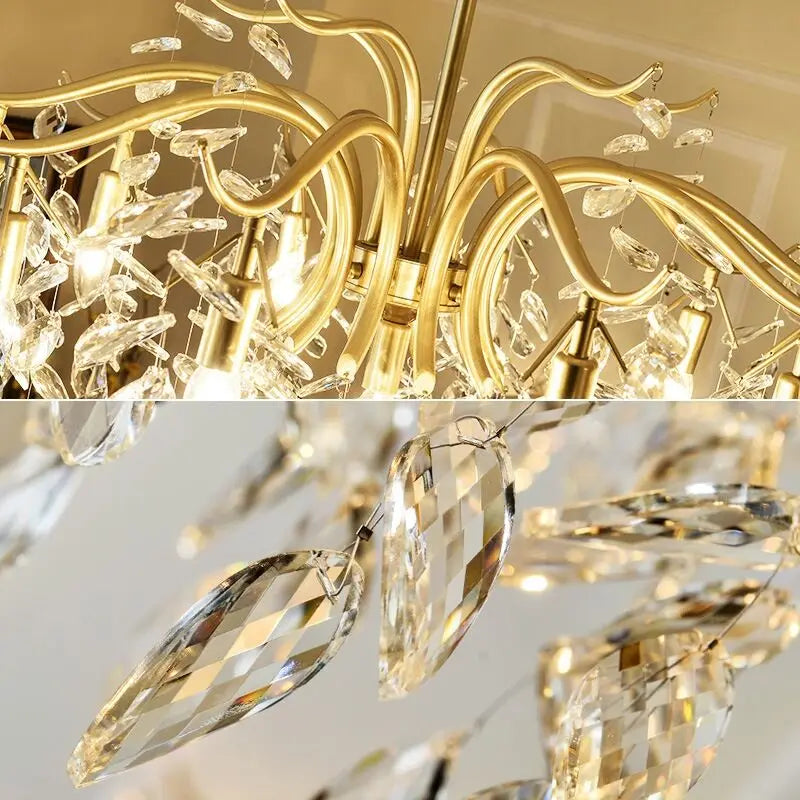 DecorBites™ Gold Crystal Ceiling Chandelier for Bedroom Dining Living Room