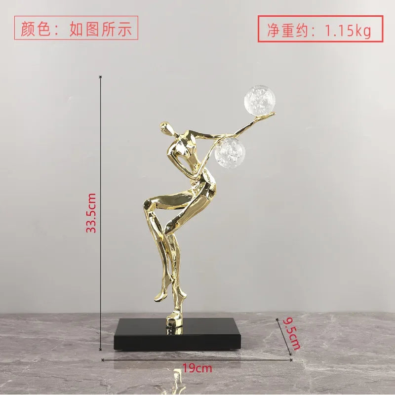 Decorbites™ Goldener Mann Tanzende Kristallkugel Akrobatik-Skulptur-Figur zur Heimdekoration
