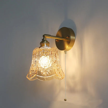 Decorbites™ Grüne Glas-LED-Wandleuchten mit Zugschalter Vintage-Stil Nachttischlampe