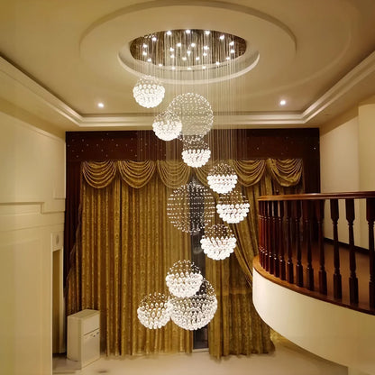 Decorbites™ Kristallkugel-Leuchter: Moderne LED-Spirale-Hängeleuchte für Treppenhaus, Wohnzimmer, Lobby