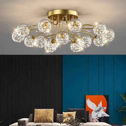 Decorbites™ Glas-Blase-Kugel-Kristall-LED-Deckenleuchte – Schwarzgoldene Ästhetik-Dekoration