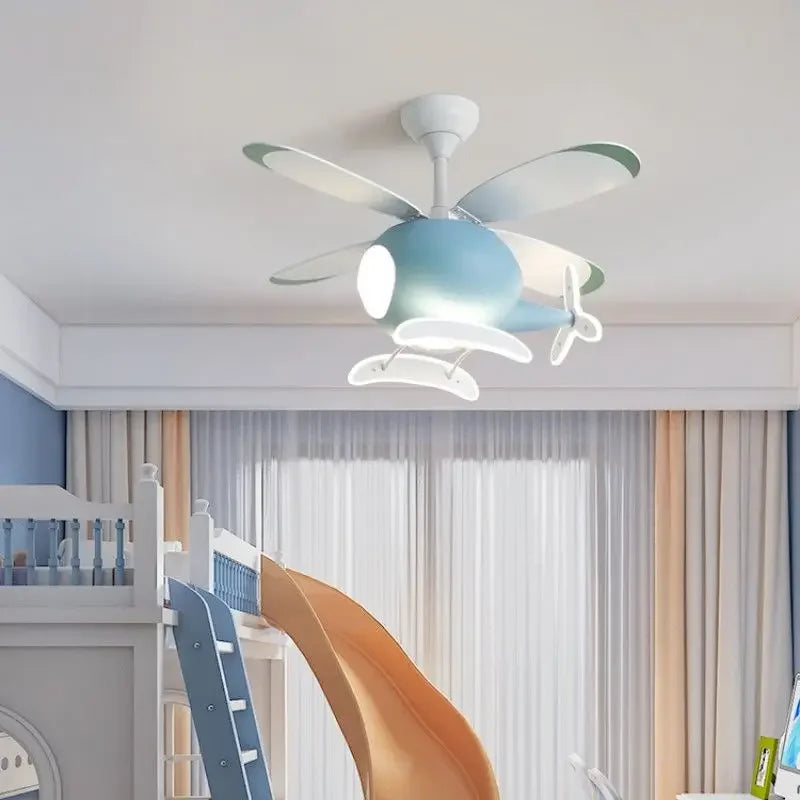 Decorbites™ Kinder-Hubschrauber-Deckenventilator mit LED-Licht-Leuchter – Modernes Flugzeugdesign