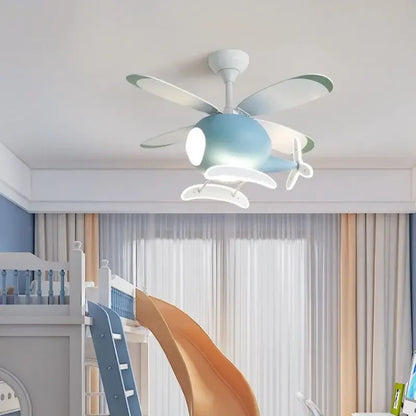 Decorbites™ Kinder-Hubschrauber-Deckenventilator mit LED-Licht-Leuchter – Modernes Flugzeugdesign