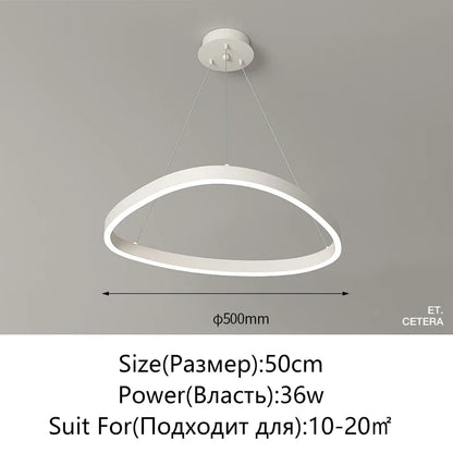 Modern White LED Ring Pendant Chandelier