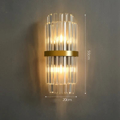 Decorbites™ Art-Deco-Edelstahl-Kristall-LED-Wandleuchte Schwarz Gold Schlafzimmer Flur