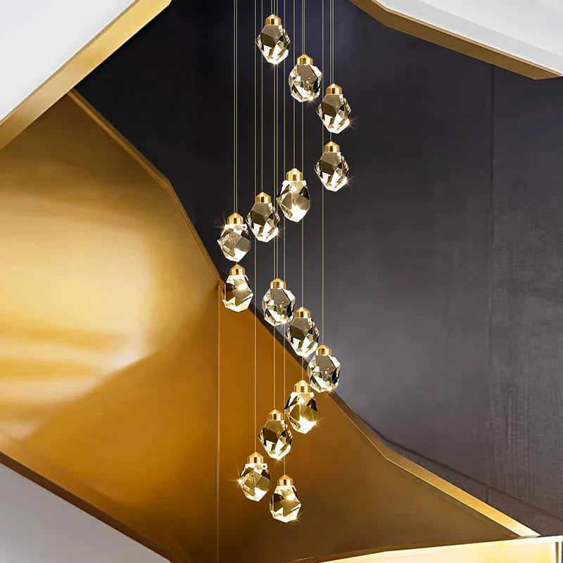 Modern Crystal Staircase Chandelier Pendant Light