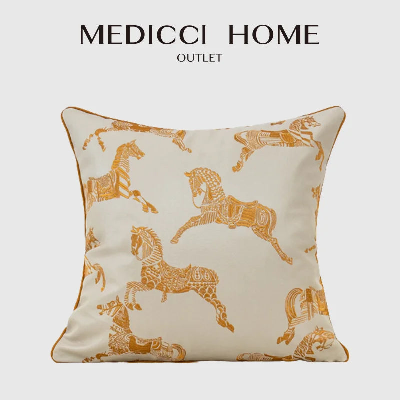 Gold Silk Jacquard Cushion