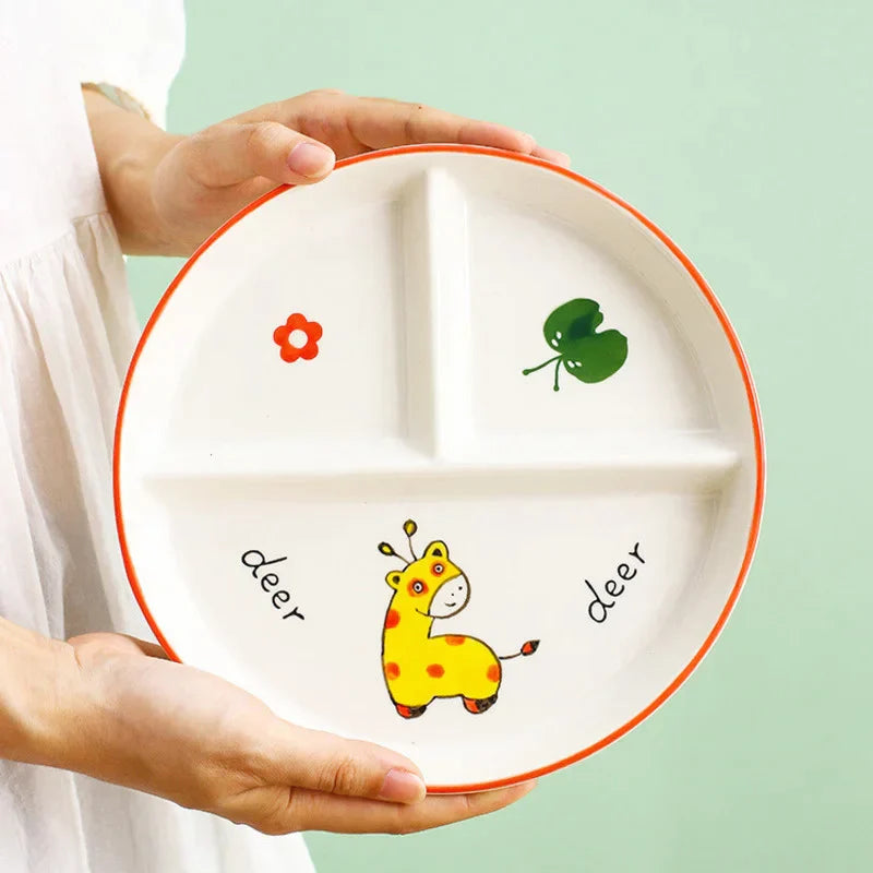 Decorbites™ Kinder-Cartoon-Gitter-Teller – Spaßiger & Funktionaler Trenn-Teller für Frühstück & Snacks