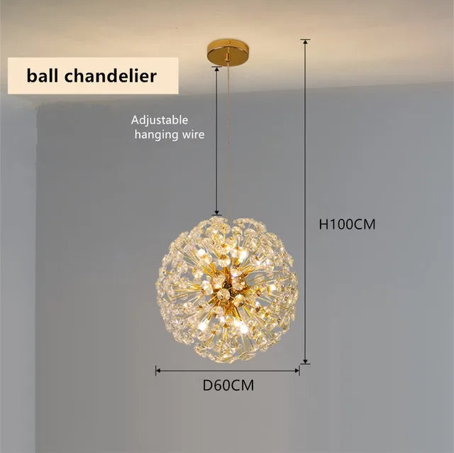 Gold Crystal LED Hanging Lamp