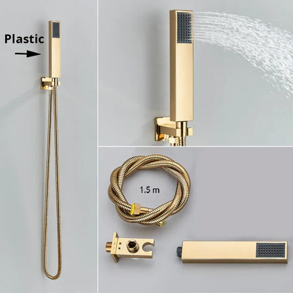 DecorBites™ Gold Digital Display Shower Set with Rainfall Head - Waterfall Bath Shower System