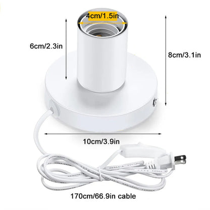 DecorBites™ Industrial White Table Lamp Base with Small Polished Metal Sockets and E26 Holder
