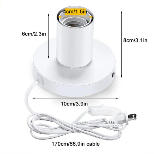 DecorBites™ Industrial White Table Lamp Base with Small Polished Metal Sockets and E26 Holder