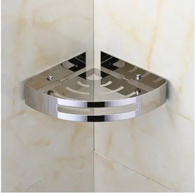DecorBites™ Gold Stainless Steel Bathroom Corner Shelf – Rose Gold Shower Caddy