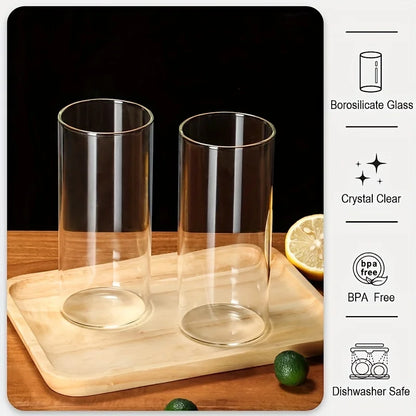 Decorbites™ 4-teiliges Set klare Glas-Tumbler-Becher mit Bambusdeckeln und Strohhalmen - 600 ml