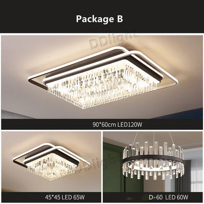 DecorBites™ Crystal Industrial Pendant Chandelier Set for Modern Living Room and Bedroom Decor