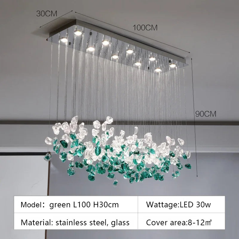 Decorbites™ Glas-Stein-Kronleuchter: Moderne Luxus-LED-Pendantleuchten für Esszimmer-Kunstdekoration