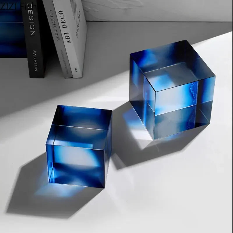 Decorbites™ Kristallwürfel-Ornamente Klare Glas-Skulptur Schreibtisch-Dekoration Geometrisch Gestuftes Quadrat