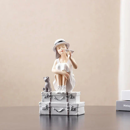 Decorbites™ Kawaii-Mädchen-Figurine-Skulptur für Raumdekoration und Schreibtischaccessoires