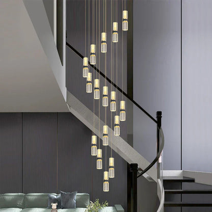 DecorBites™ Crystal Columnar Chandelier Stair Light for Home, Restaurant, Bar, and Villa