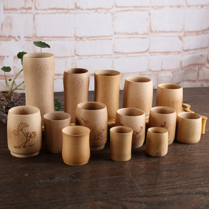 Decorbites™ Bambus-Trinkbecher-Set – Vintage-Stil Holz-Tee-Bier-Milch-Getränkeutensilien