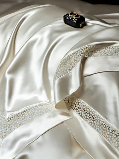 Decorbites™ Französisches Hohlfaser-Luxus-Bettwäsche-Set mit Lyocell-Baumwoll-Bettbezug, Laken und Kissenbezügen