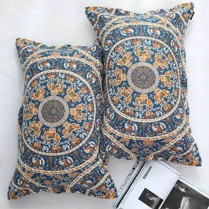 Decorbites™ Baumwolldecke für Picknick/Bettdecke - Doppelbett 150 Blumen Blau, hochwertige Kissenbezüge