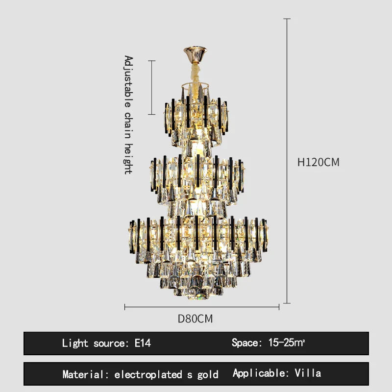 Decorbites™ Crystal Hollow Villa Kronleuchter: Moderne Luxus-Hängeleuchte für Wohnzimmer und Hotel-Lobby