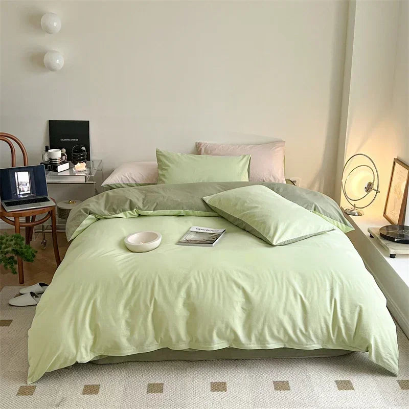 Decorbites™ Baumwoll-Bettwäsche-Set für Queensize-Bett: Bettbezug, Laken, Steppdeckenbezug, Kissenbezüge – Weich & Bequem