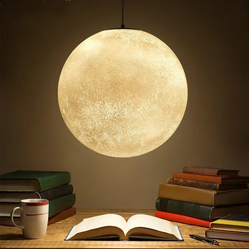 Nordic Moon White FRP Round Pendant Light