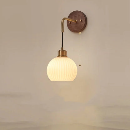 DecorBites™ Copper Adjustable LED Wall Light; Modern Pull Chain Switch Glass Stair Lights