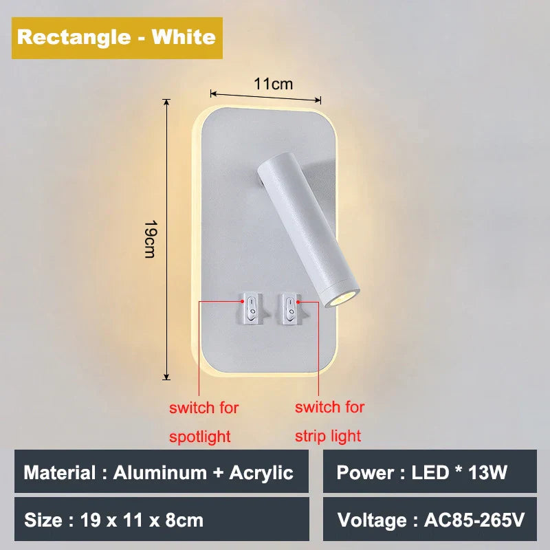 Decorbites™ verstellbare 10W Wandleuchte mit Schalter – Hotel, Schlafzimmer, Studierzimmer, Lesen