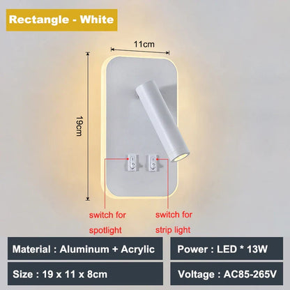 Decorbites™ verstellbare 10W Wandleuchte mit Schalter – Hotel, Schlafzimmer, Studierzimmer, Lesen