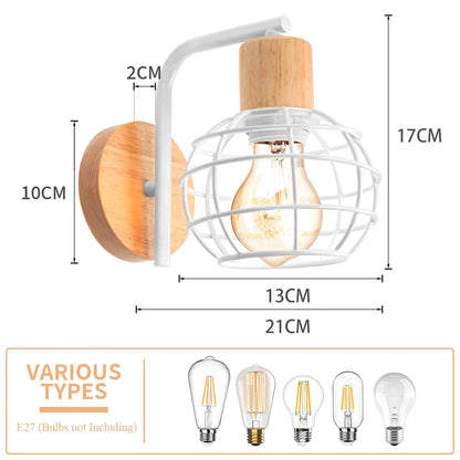 DecorBites™ Iron White Cage Wall Lamp for Modern Indoor Lighting