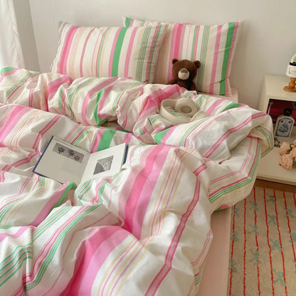 DecorBites™ Cozy Cotton Grid Bedding Sets for Student Dorms - Queen/King Bedclothes