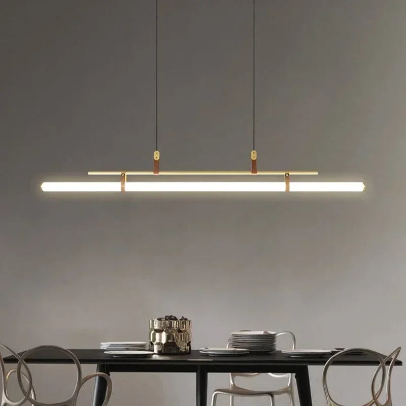 Decorbites™ Eden Moderne Schwarze Goldene Lederrohr-LED-Hängeleuchter