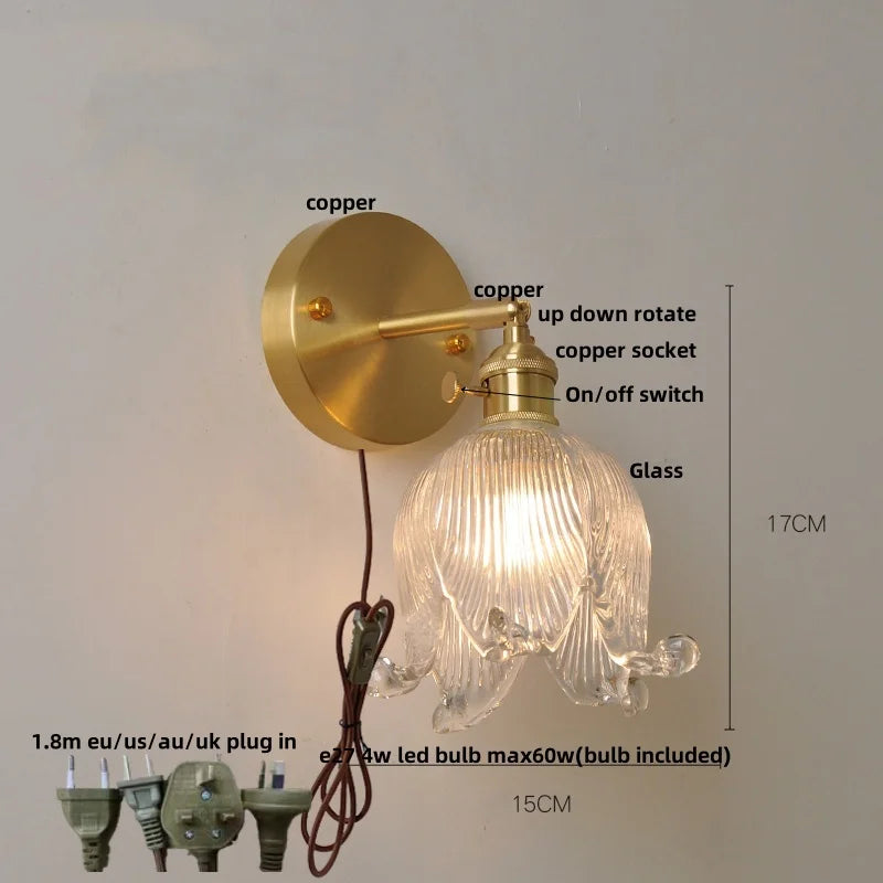Decorbites™ Loft Bernstein-Glas LED Wandlampe mit Vintage-Drehschalter