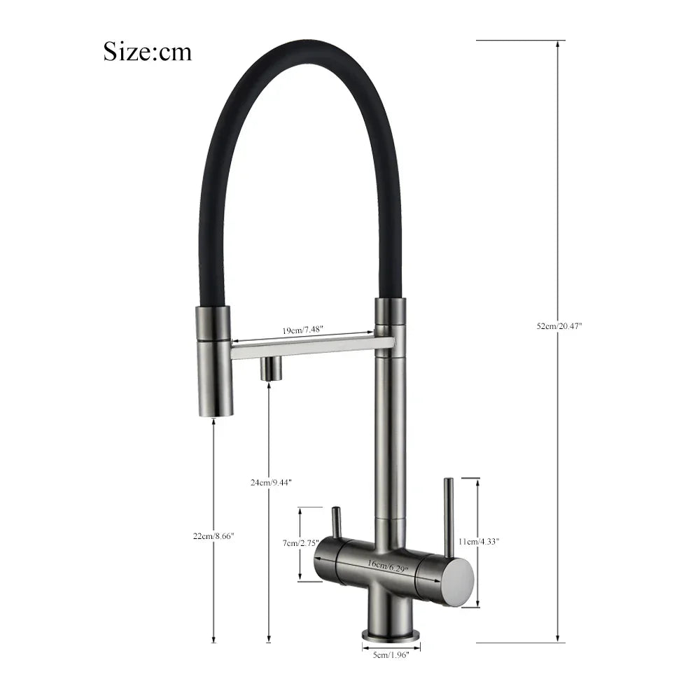 Decorbites™ Schwarz gefilterter Küchenarmatur Messing Doppelgriff Reines Wasser Mischbatterie