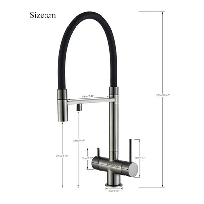 Decorbites™ Schwarz gefilterter Küchenarmatur Messing Doppelgriff Reines Wasser Mischbatterie