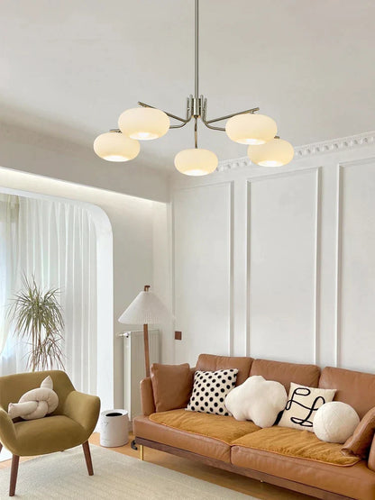 Decorbites™ Glas-Granatapfel-Kronleuchter: Bauhaus-Mittelalter-inspirierte Milchweiße Lampe