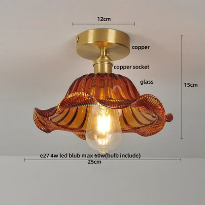 DecorBites™ Green Flower Glass LED Ceiling Light Fixture - Nordic Modern Design
