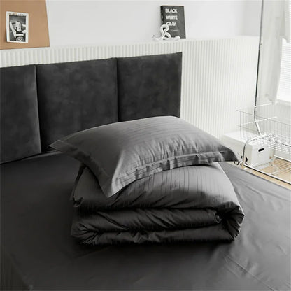 Decorbites™ Graue Linien Streifen Bettbezug-Set Baumwolle Satin Jacquard Queen King Größe