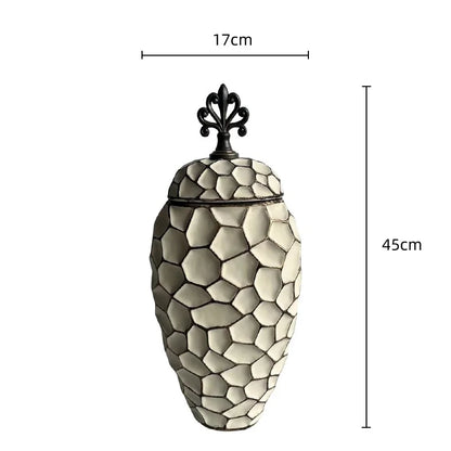 DecorBites™ Geometric Diamond Check Ceramic Vase: Home Decor Floral Arrangement & Accessories